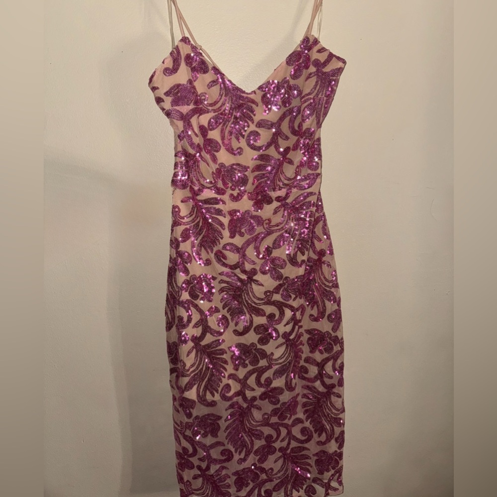 bebe Strapless Pink Sequin Dress - Picture 7 of 7